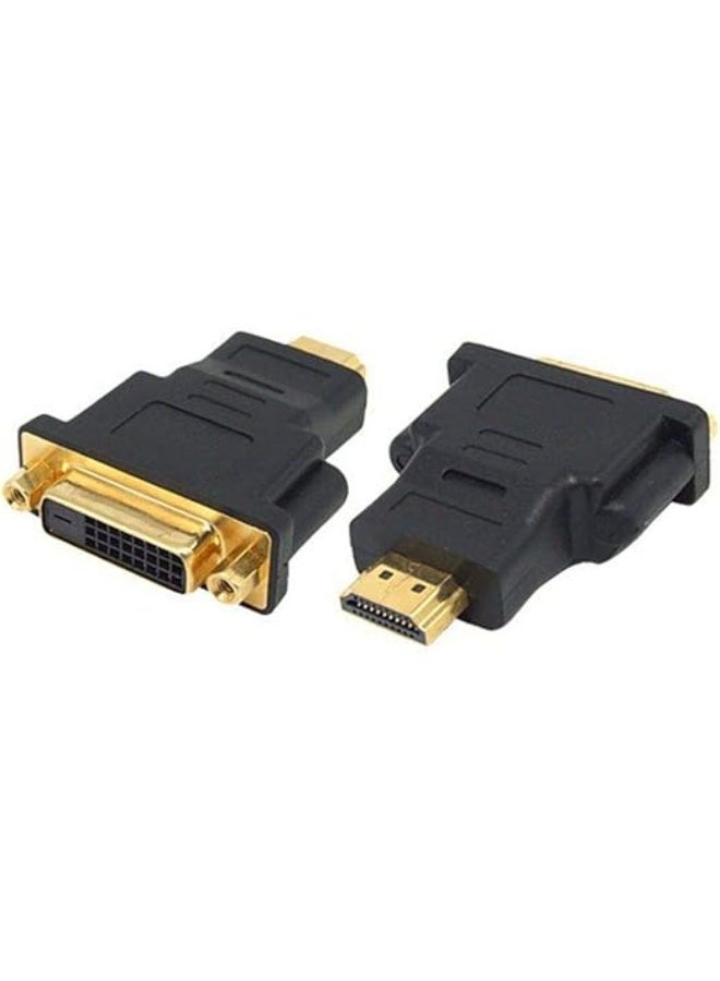 محول HDMI ذكر إلى DVI أنثى (24+5 سن) مطلي بالذهب - موصل فيديو عالي الجودة للشاشات وأجهزة العرض واللابتوب